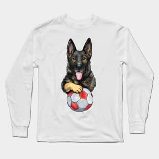 German Shepherd Soccer Ball Long Sleeve T-Shirt